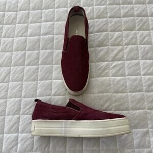 Gabriella Michel Shoes Womens 37 US 6.5 Wine Pony Hair Platform Slip On Sneakers
